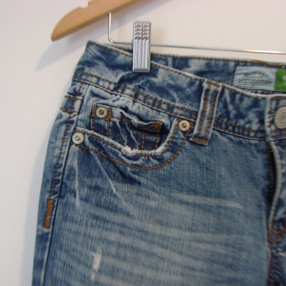 Aeropostale Jeans Bayla Skinny Straight Distressed Size 3 / 4 Tall 30" Inseam - Picture 7 of 15